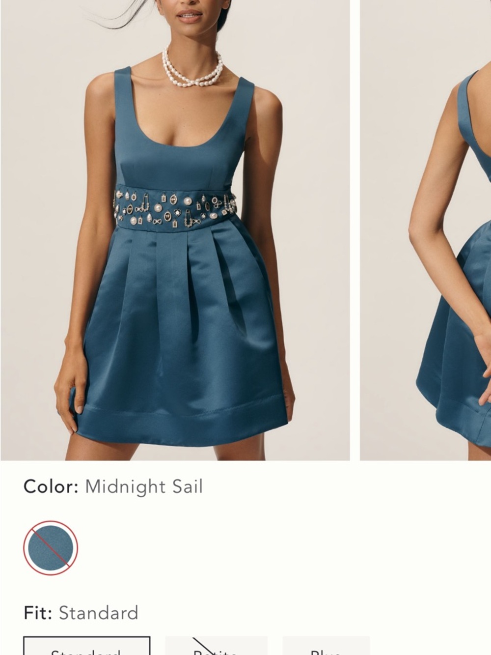 Anthropologie Midnight Sail Bejeweled-Waist Satin Mini Dress
